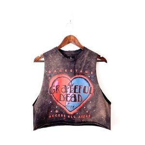 The Grateful Dead Distressed Vintage Wash 1987 Raw Cropped Graphic Band Tee Tank